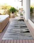 LOOMLAN Rugs Meleya Black Washable Indoor-Outdoor Rug
