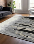LOOMLAN Rugs Meleya Black Washable Indoor-Outdoor Rug
