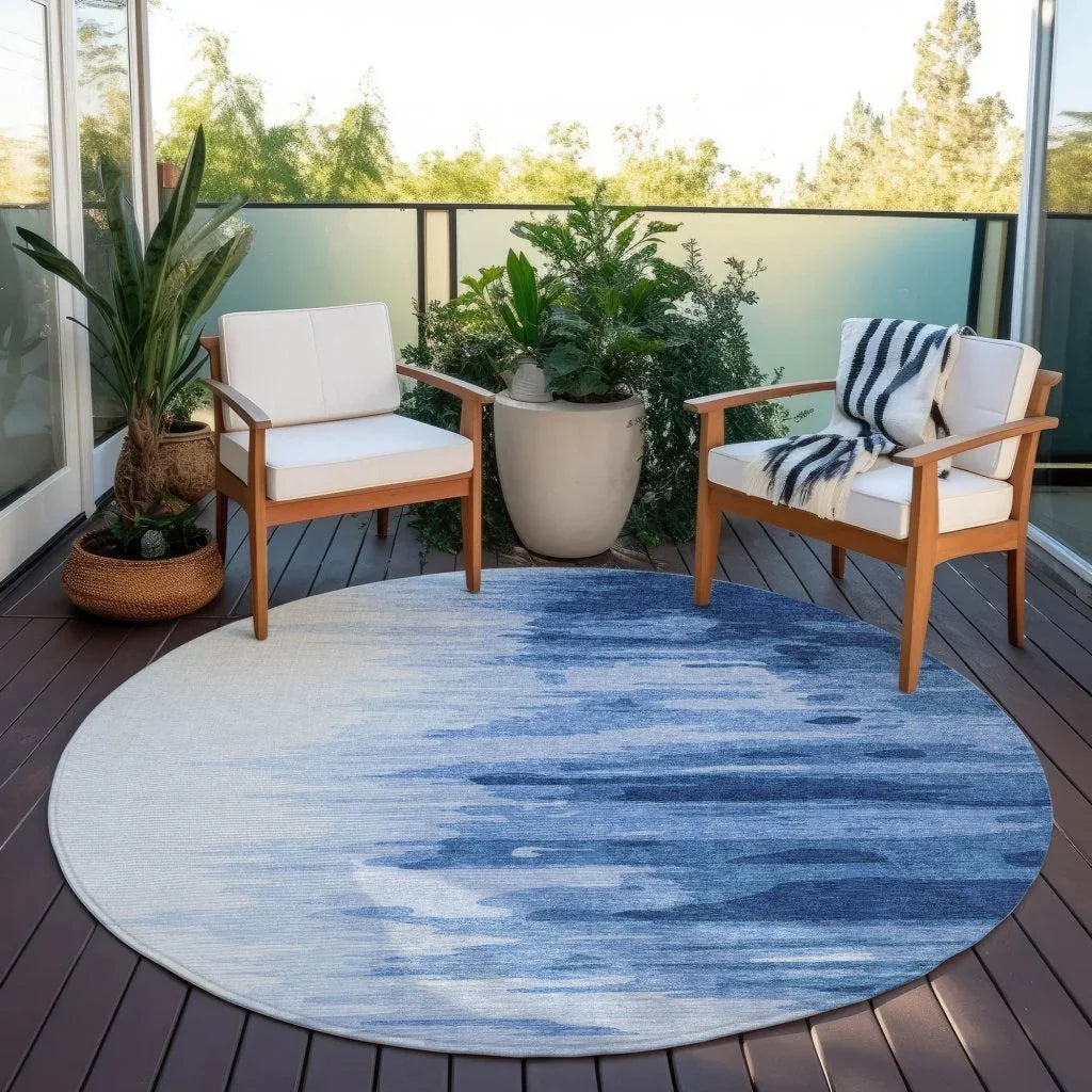LOOMLAN Rugs Meleya Blue Washable Indoor-Outdoor Rug