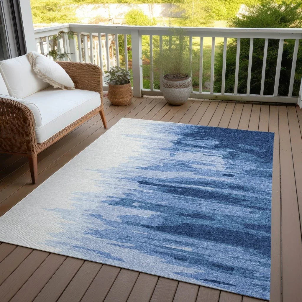 LOOMLAN Rugs Meleya Blue Washable Indoor-Outdoor Rug