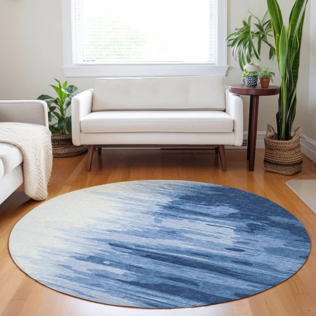 LOOMLAN Rugs Meleya Blue Washable Indoor-Outdoor Rug