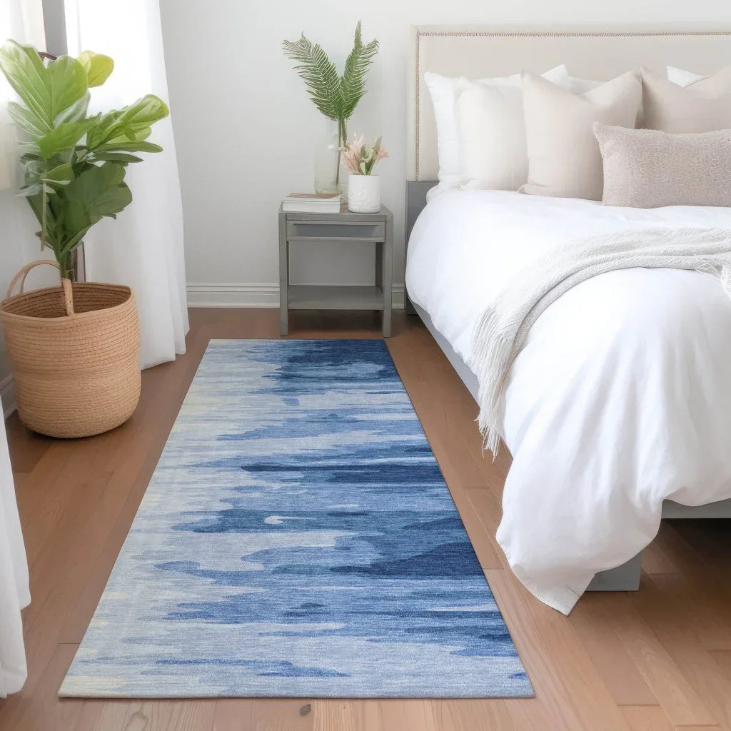 LOOMLAN Rugs Meleya Blue Washable Indoor-Outdoor Rug
