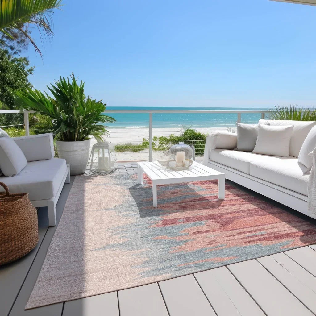 LOOMLAN Rugs Meleya Coral Washable Indoor-Outdoor Rug