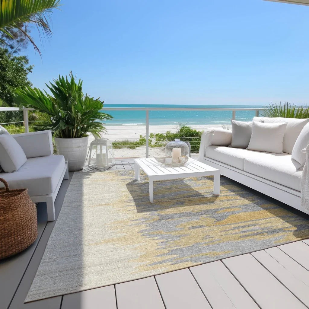 LOOMLAN Rugs Meleya Gold Washable Indoor-Outdoor Rug