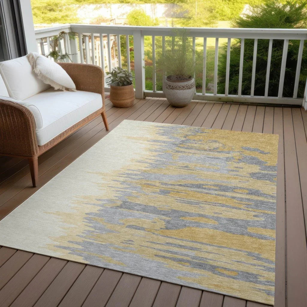 LOOMLAN Rugs Meleya Gold Washable Indoor-Outdoor Rug