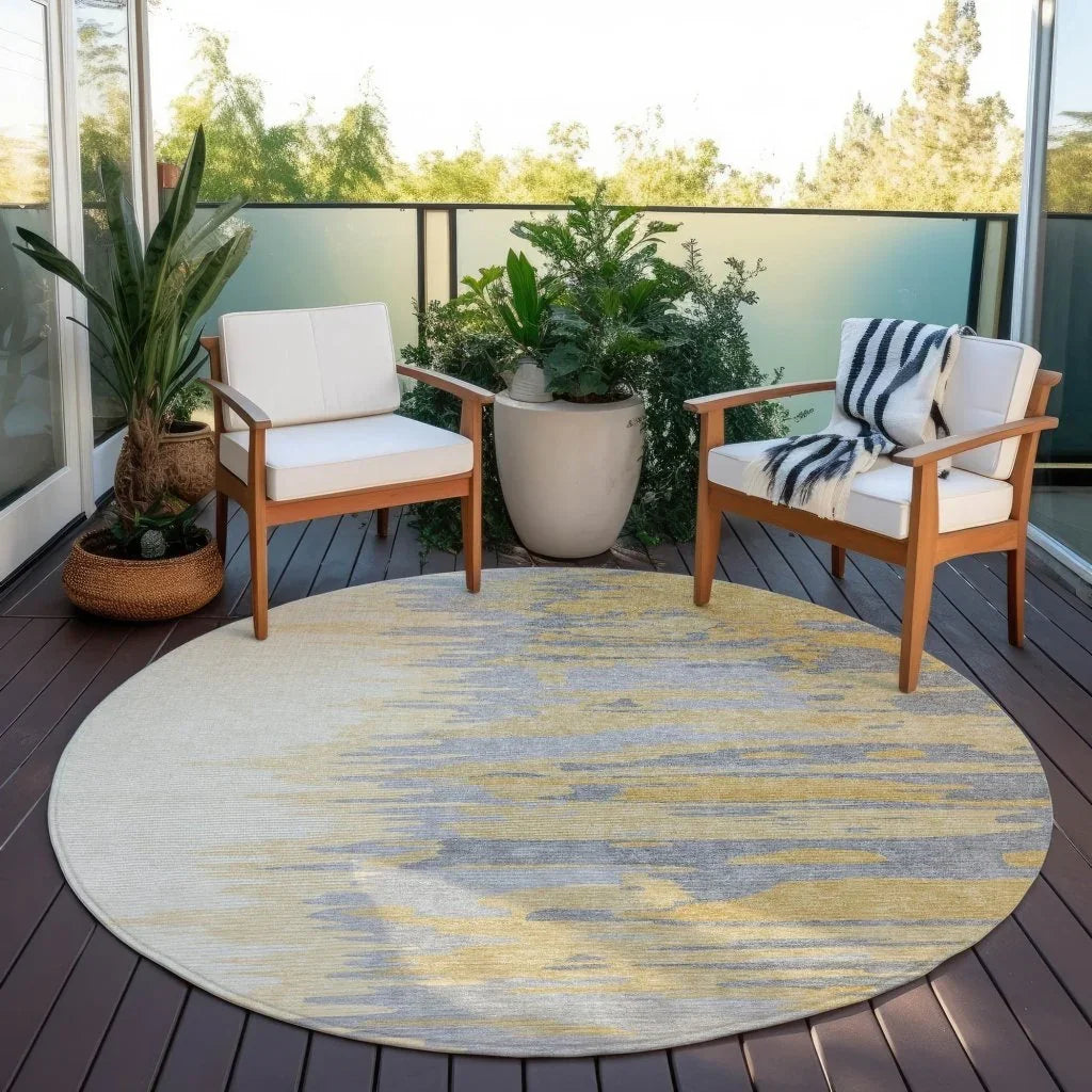 LOOMLAN Rugs Meleya Gold Washable Indoor-Outdoor Rug