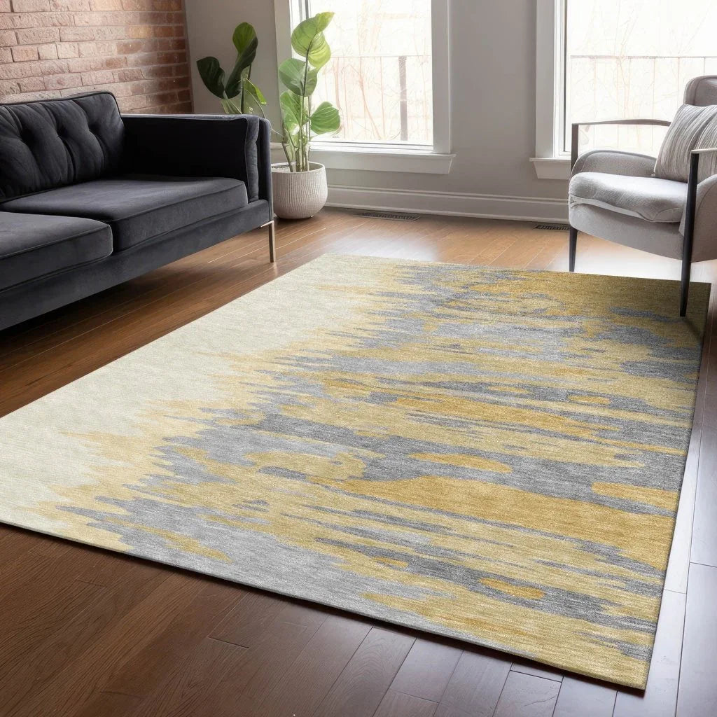 LOOMLAN Rugs Meleya Gold Washable Indoor-Outdoor Rug