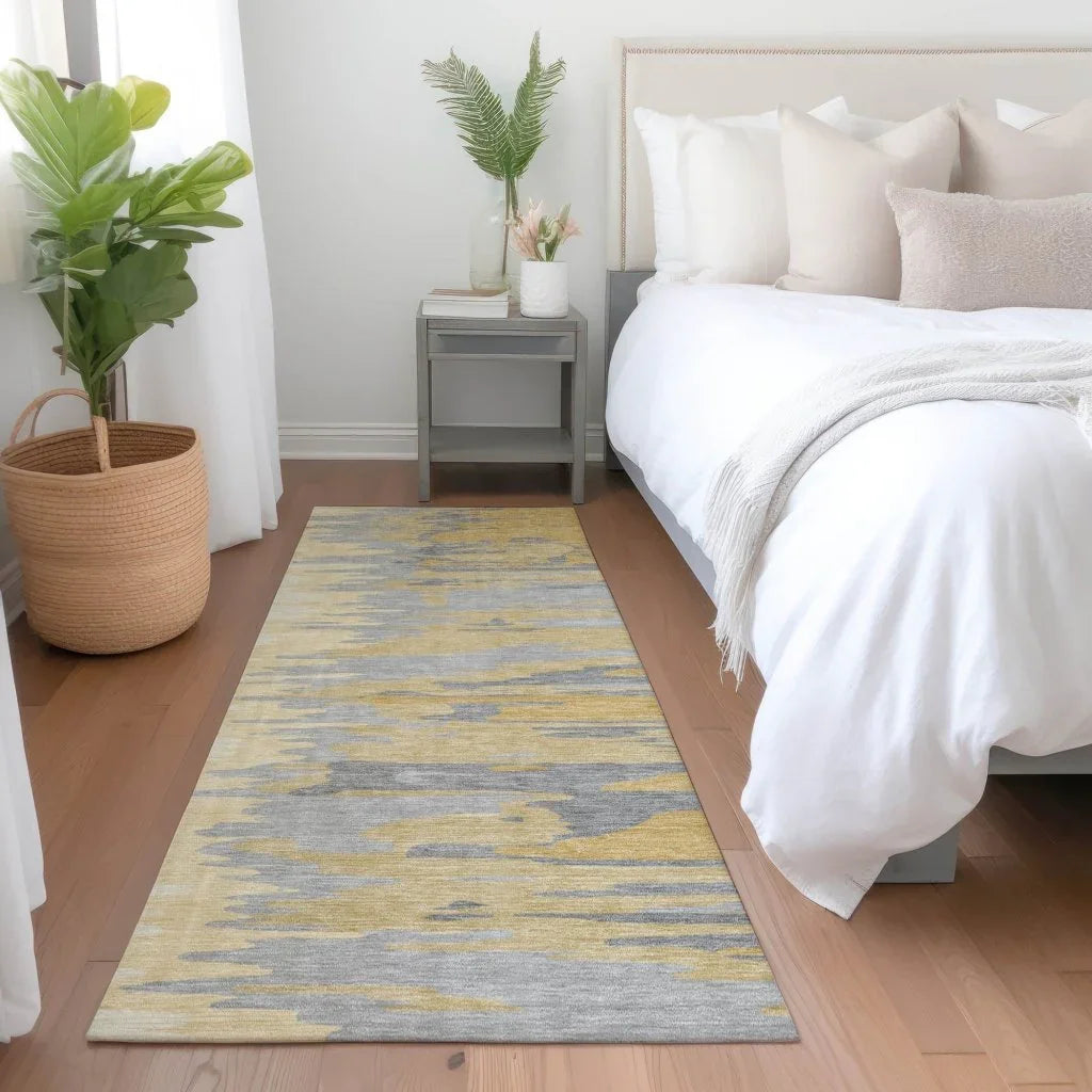 LOOMLAN Rugs Meleya Gold Washable Indoor-Outdoor Rug