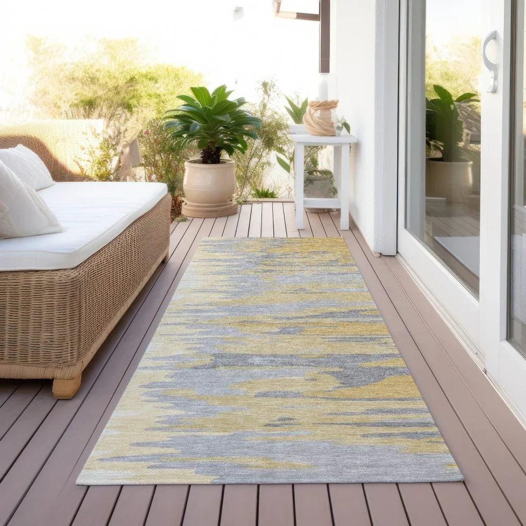 LOOMLAN Rugs Meleya Gold Washable Indoor-Outdoor Rug
