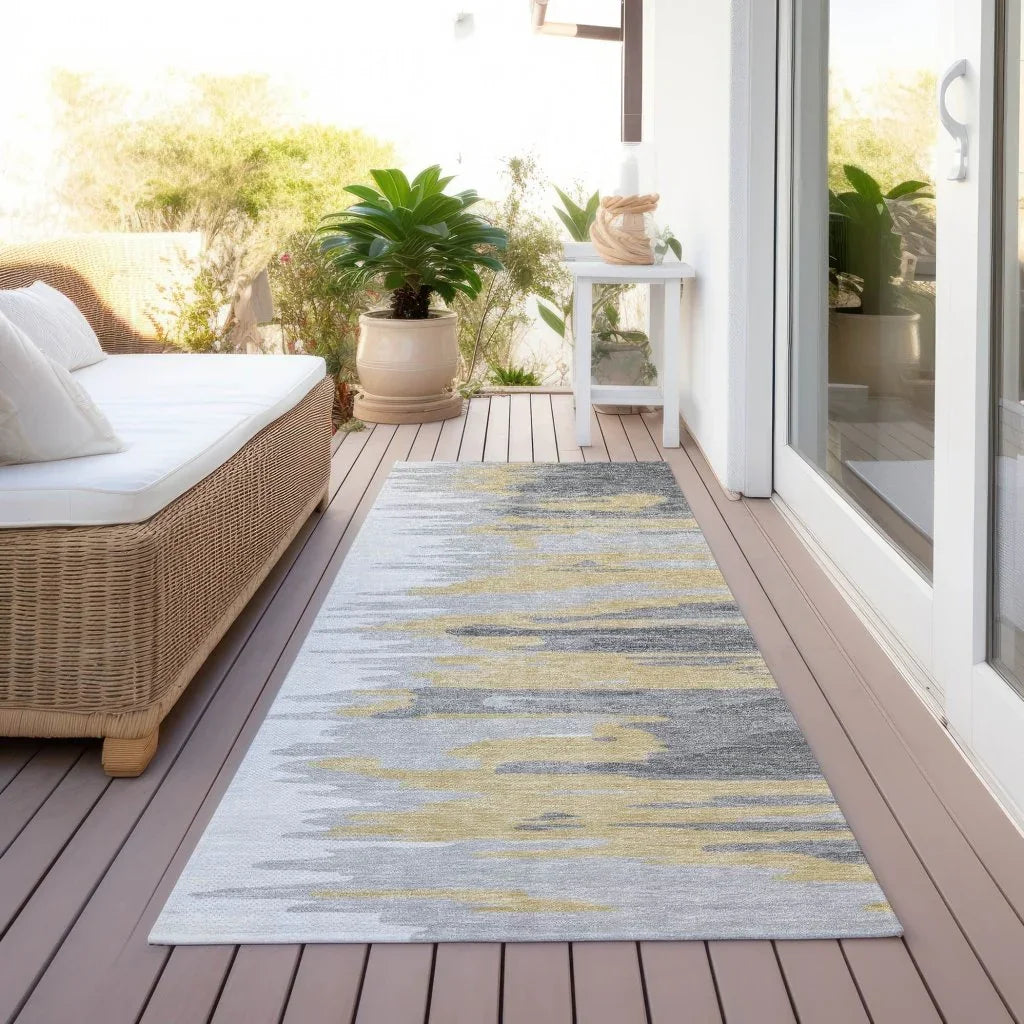 LOOMLAN Rugs Meleya Gray Washable Indoor-Outdoor Rug