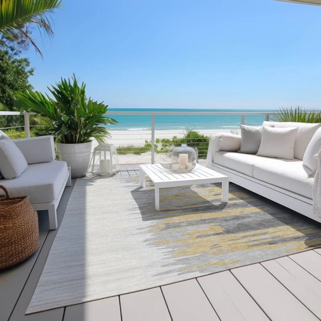 LOOMLAN Rugs Meleya Gray Washable Indoor-Outdoor Rug