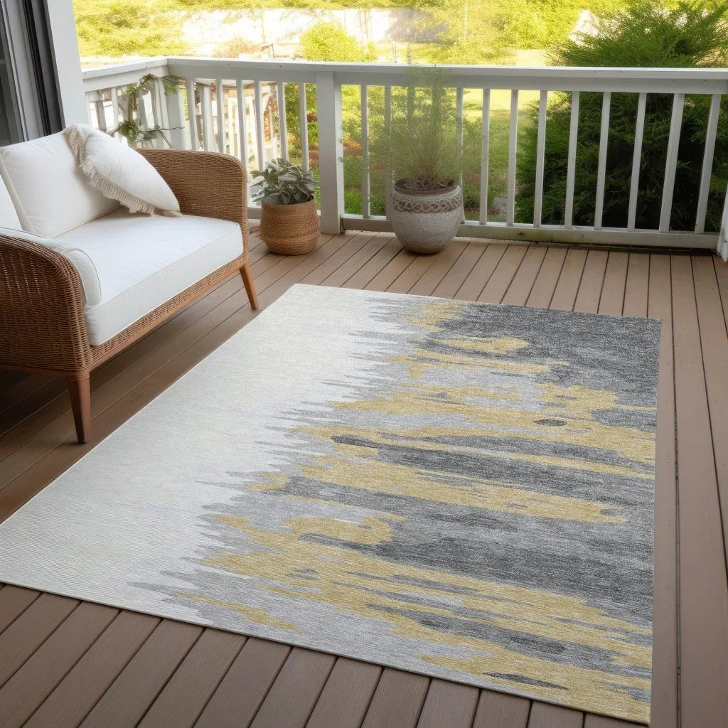 LOOMLAN Rugs Meleya Gray Washable Indoor-Outdoor Rug