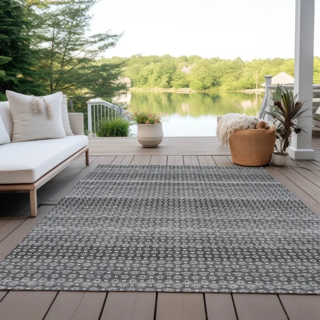 LOOMLAN Rugs Melisyn Gray Washable Indoor-Outdoor Rug