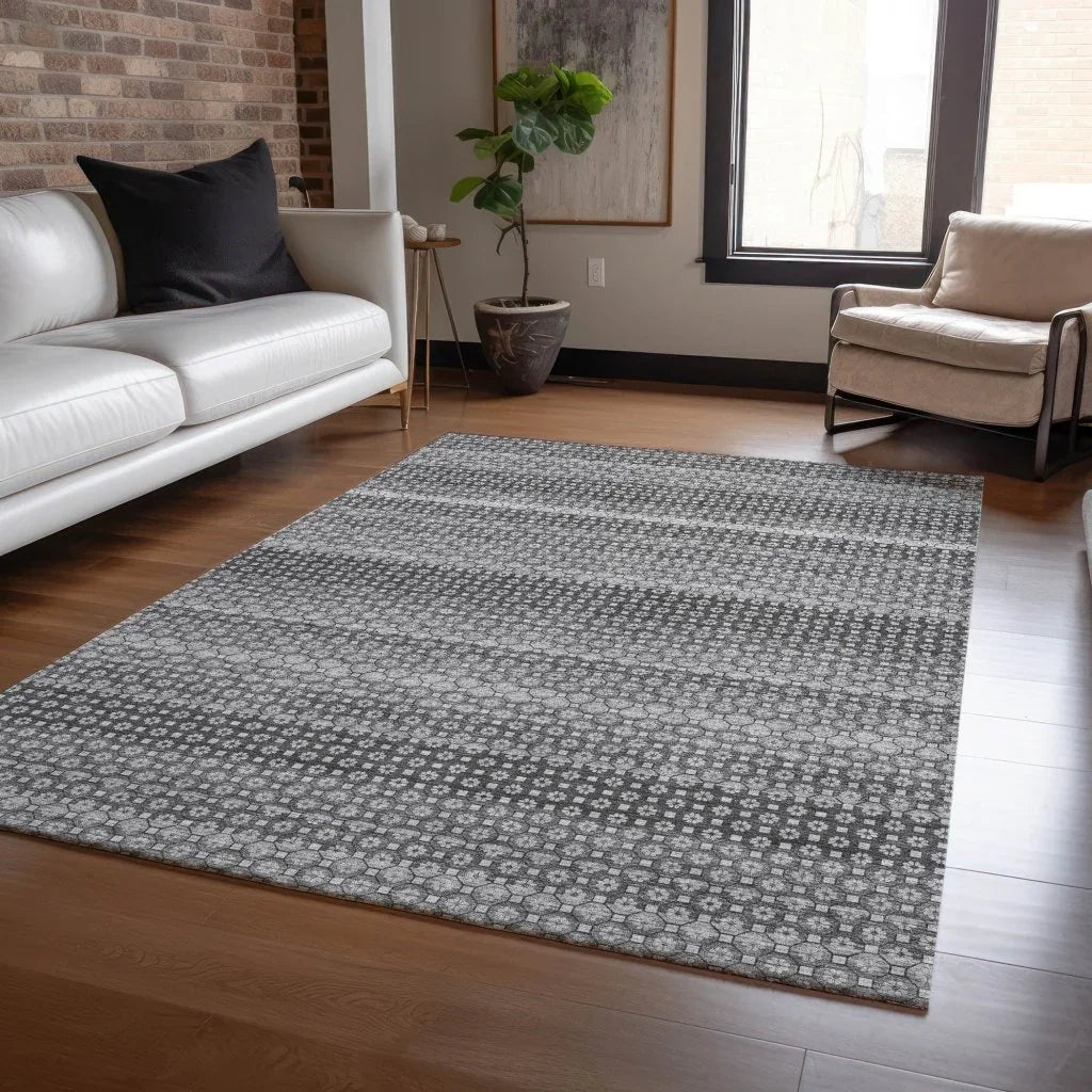 LOOMLAN Rugs Melisyn Gray Washable Indoor-Outdoor Rug