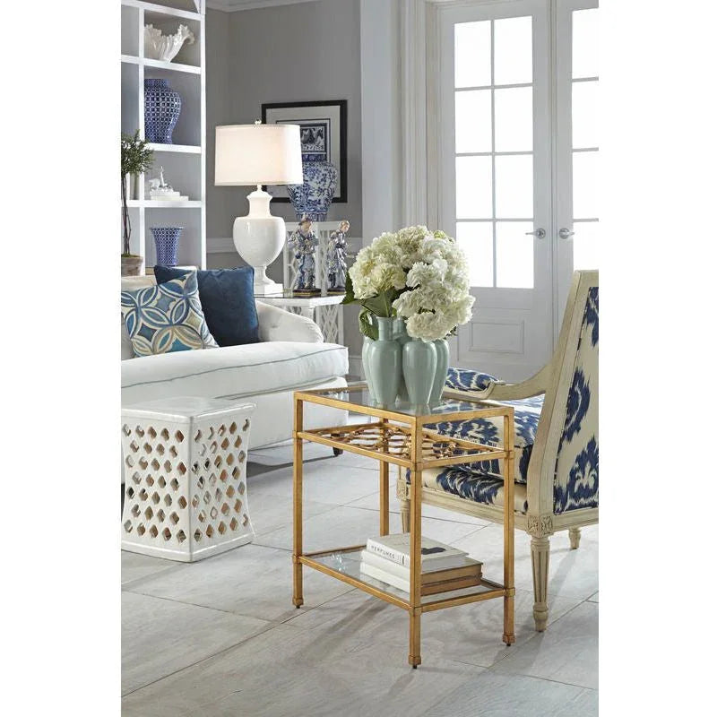 Merideth White Glaze Ceramic Outdoor Garden Stool - LOOMLAN - Chelsea House - Poufs and Stools
