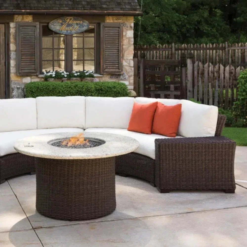 Mesa Round Fire Table Gray Travertine Lloyd Flanders - LOOMLAN - Lloyd Flanders - Outdoor Fire Tables