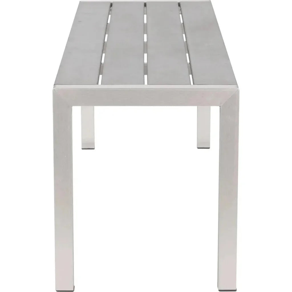 Metropolitan Double Bench Brushed Aluminum - LOOMLAN - Zuo Modern - Outdoor Benches