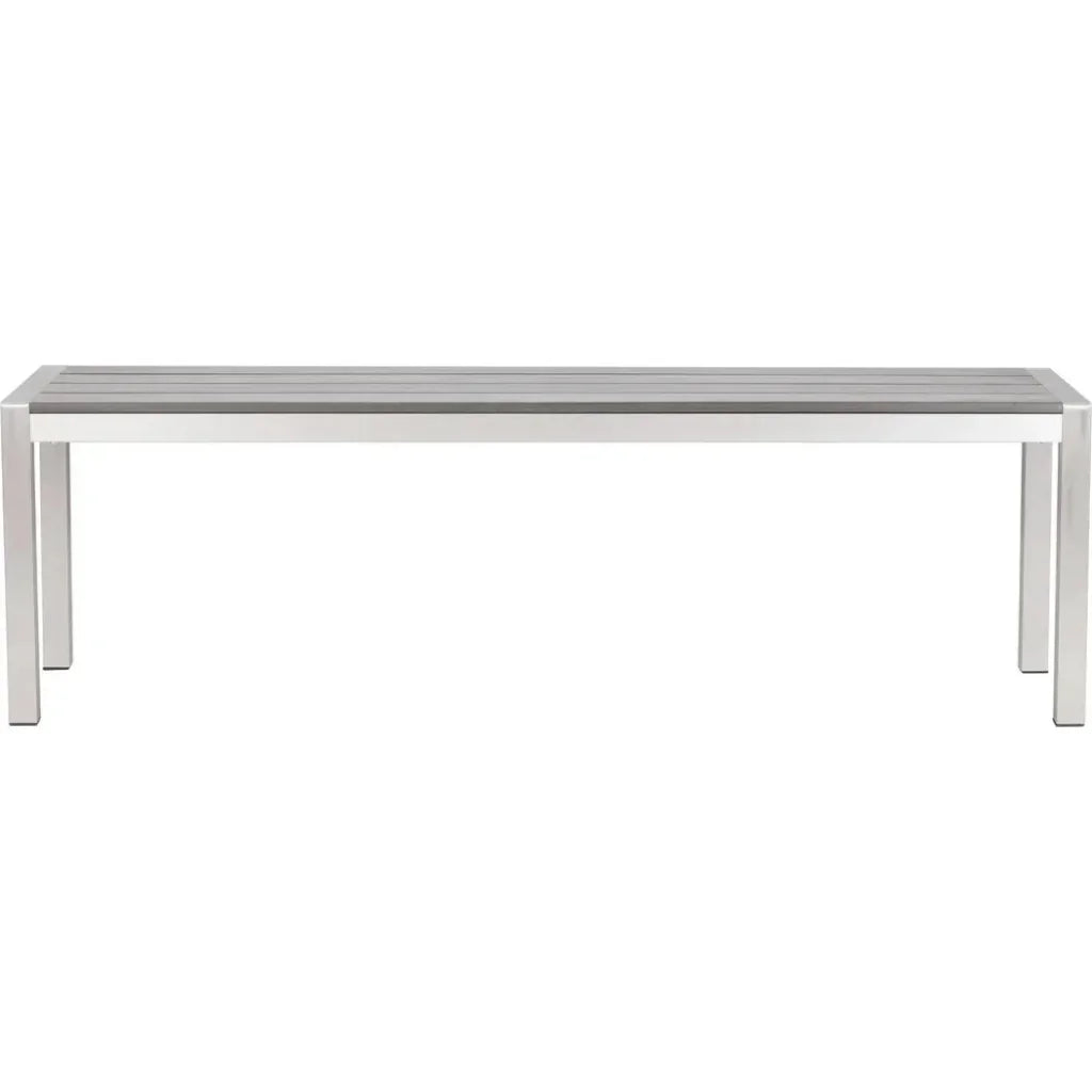 Metropolitan Double Bench Brushed Aluminum - LOOMLAN - Zuo Modern - Outdoor Benches