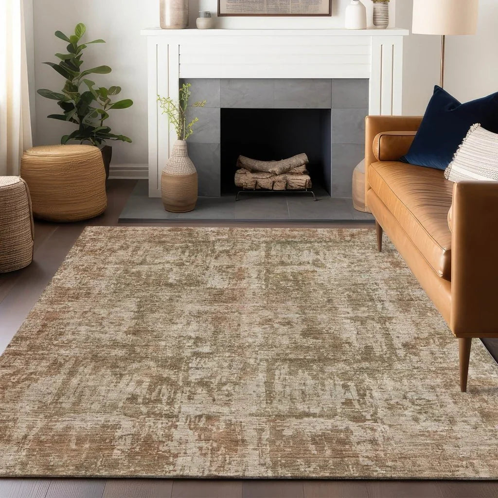 LOOMLAN Rugs Mezzara Beige Washable Indoor-Outdoor Rug