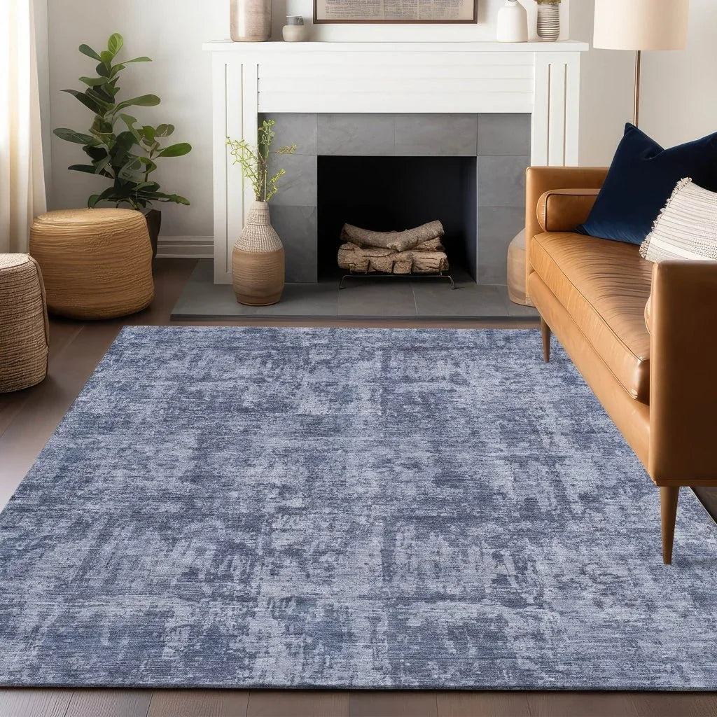 LOOMLAN Rugs Mezzara Blue Washable Indoor-Outdoor Rug