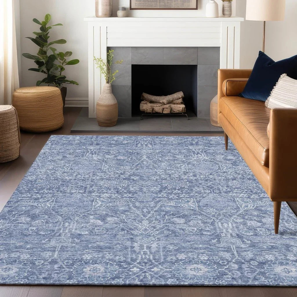 LOOMLAN Rugs Mila Blue Washable Indoor-Outdoor Rug