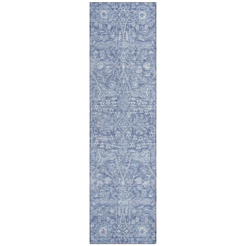 LOOMLAN Rugs Mila Blue Washable Indoor-Outdoor Rug