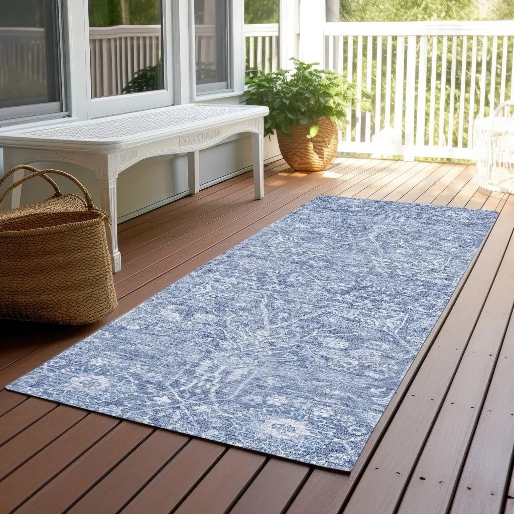LOOMLAN Rugs Mila Blue Washable Indoor-Outdoor Rug