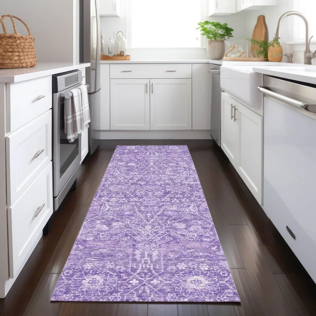 LOOMLAN Rugs Mila Purple Washable Indoor-Outdoor Rug