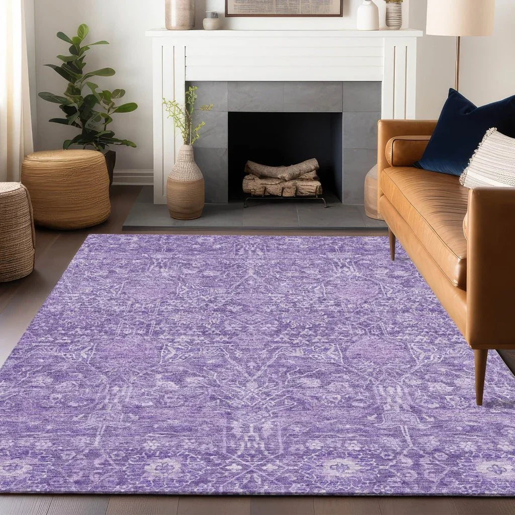 LOOMLAN Rugs Mila Purple Washable Indoor-Outdoor Rug