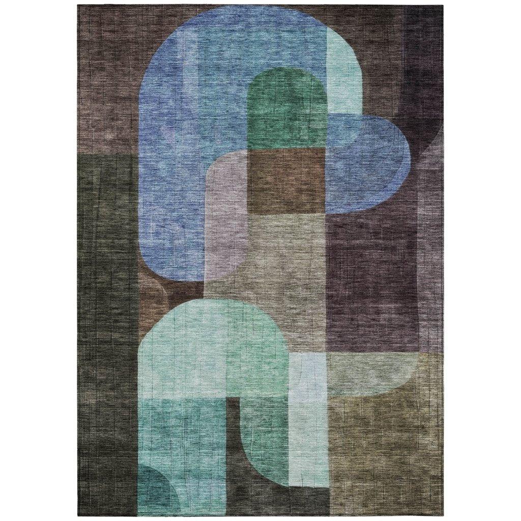 LOOMLAN Rugs Milo Brown Washable Indoor-Outdoor Rug