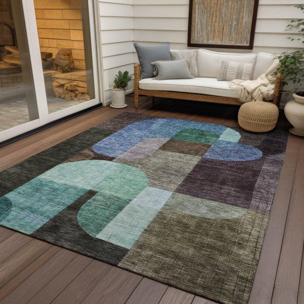 LOOMLAN Rugs Milo Brown Washable Indoor-Outdoor Rug