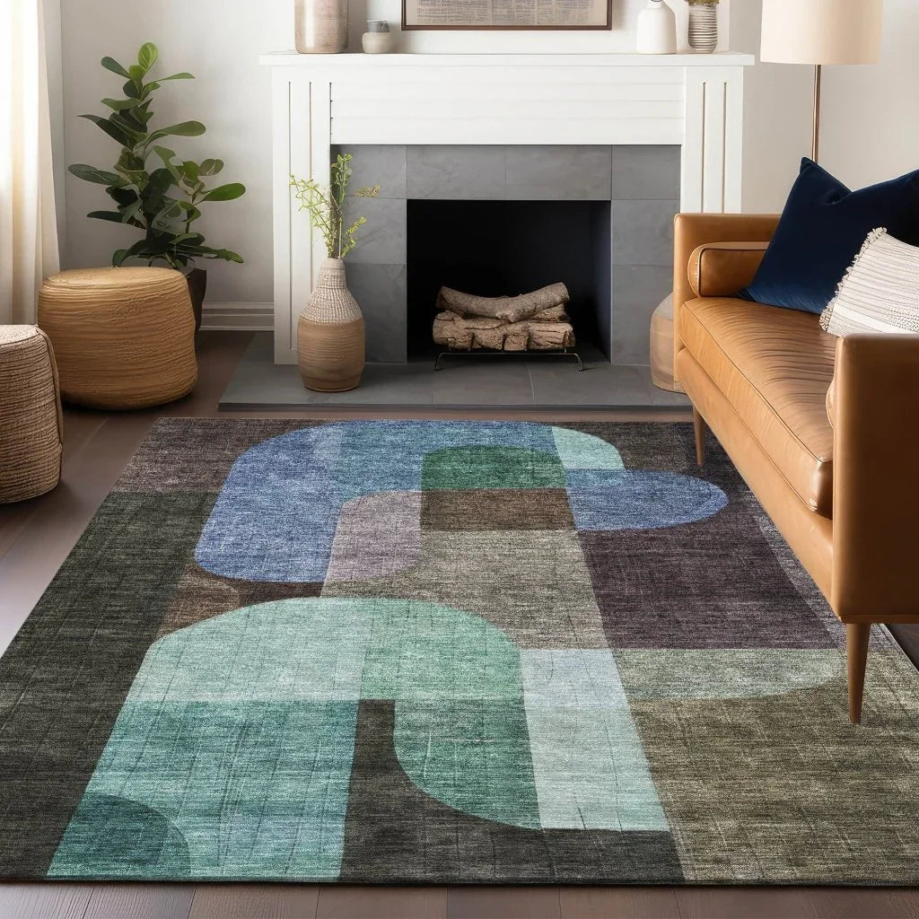 LOOMLAN Rugs Milo Brown Washable Indoor-Outdoor Rug