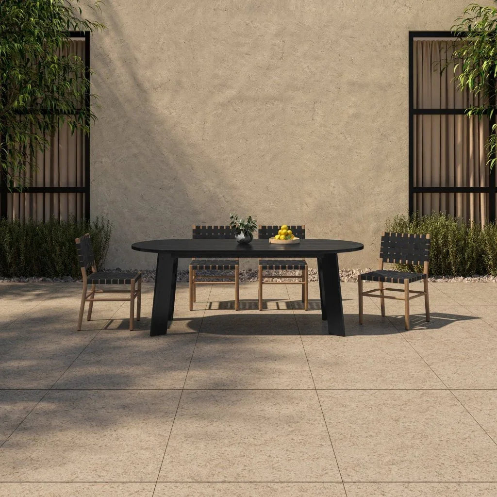 Mira Black Solid Teak Frame Outdoor Dining Chair - LOOMLAN - Moe's Home - Outdoor Dining Chairs