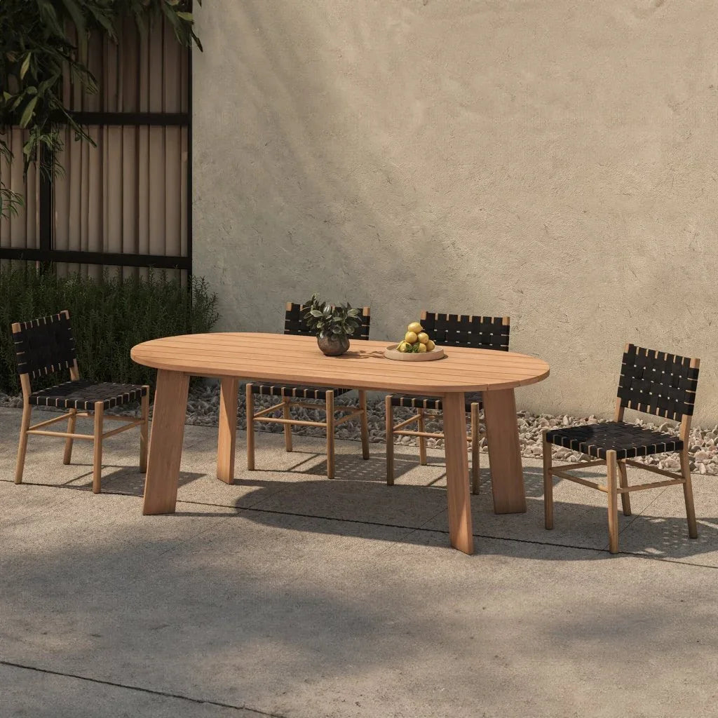 Mira Black Solid Teak Frame Outdoor Dining Chair - LOOMLAN - Moe's Home - Outdoor Dining Chairs