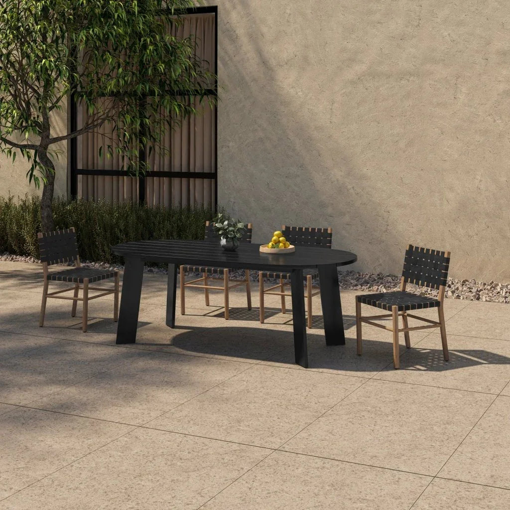 Mira Black Solid Teak Frame Outdoor Dining Chair - LOOMLAN - Moe's Home - Outdoor Dining Chairs