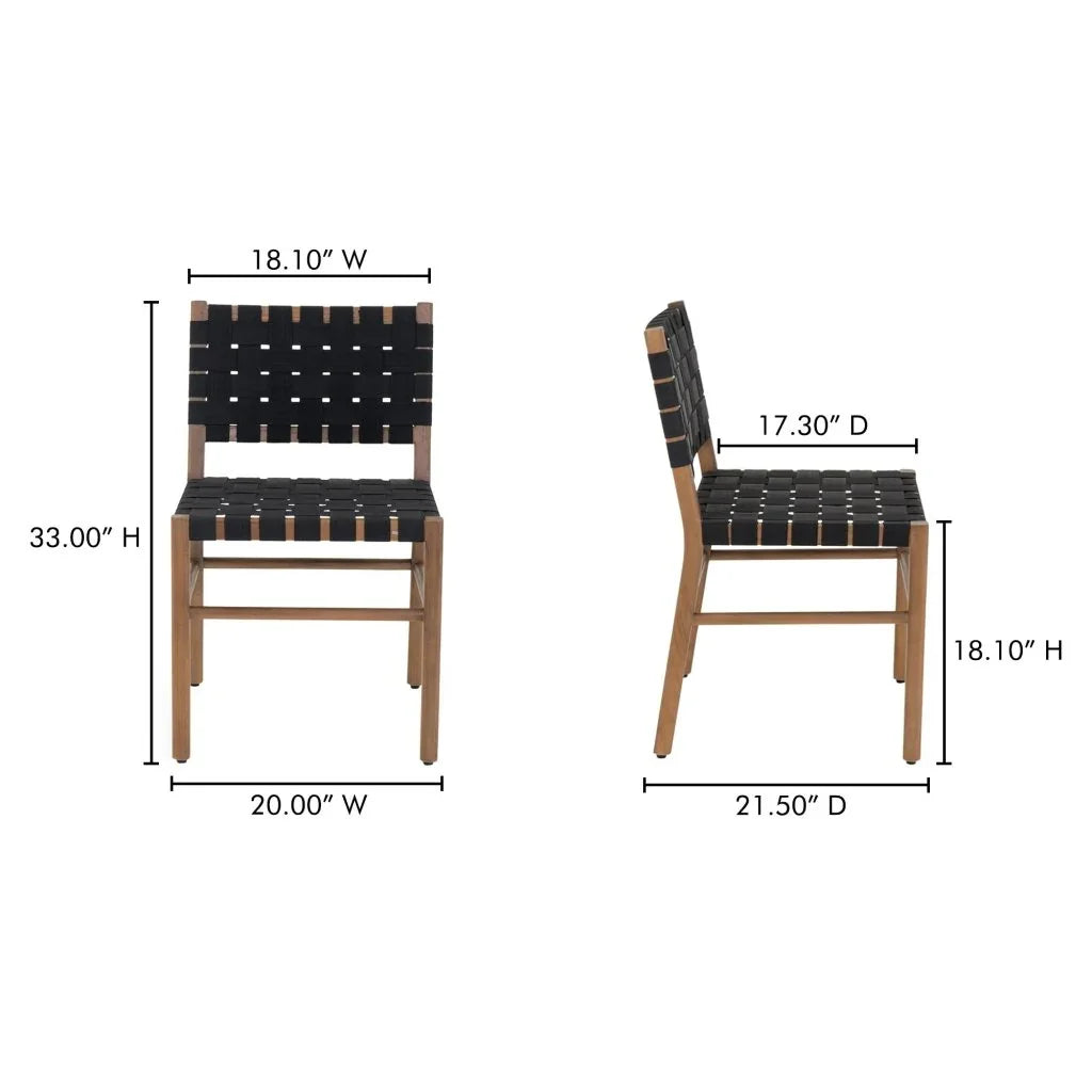 Mira Black Solid Teak Frame Outdoor Dining Chair - LOOMLAN - Moe&#39;s Home - Outdoor Dining Chairs