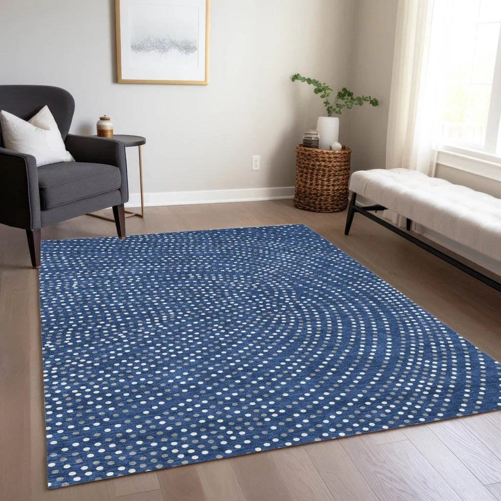 LOOMLAN Rugs Mirelia Blue Washable Indoor-Outdoor Rug