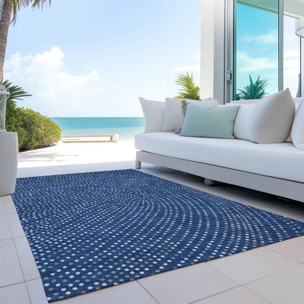 LOOMLAN Rugs Mirelia Blue Washable Indoor-Outdoor Rug