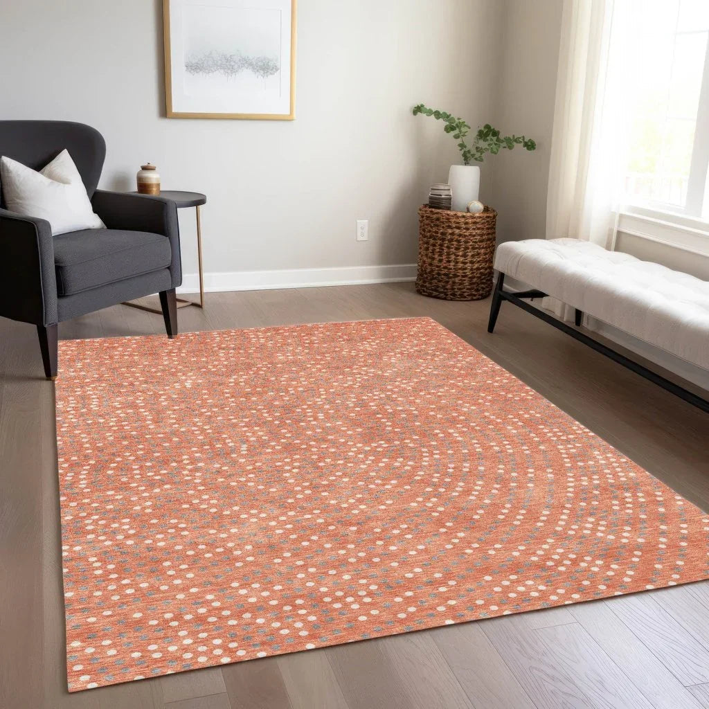 LOOMLAN Rugs Mirelia Salmon Washable Indoor-Outdoor Rug