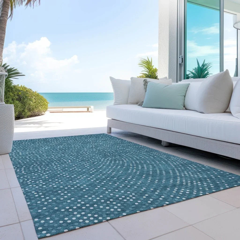 LOOMLAN Rugs Mirelia Teal Washable Indoor-Outdoor Rug