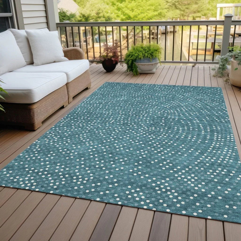 LOOMLAN Rugs Mirelia Teal Washable Indoor-Outdoor Rug