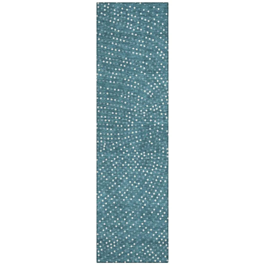 LOOMLAN Rugs Mirelia Teal Washable Indoor-Outdoor Rug