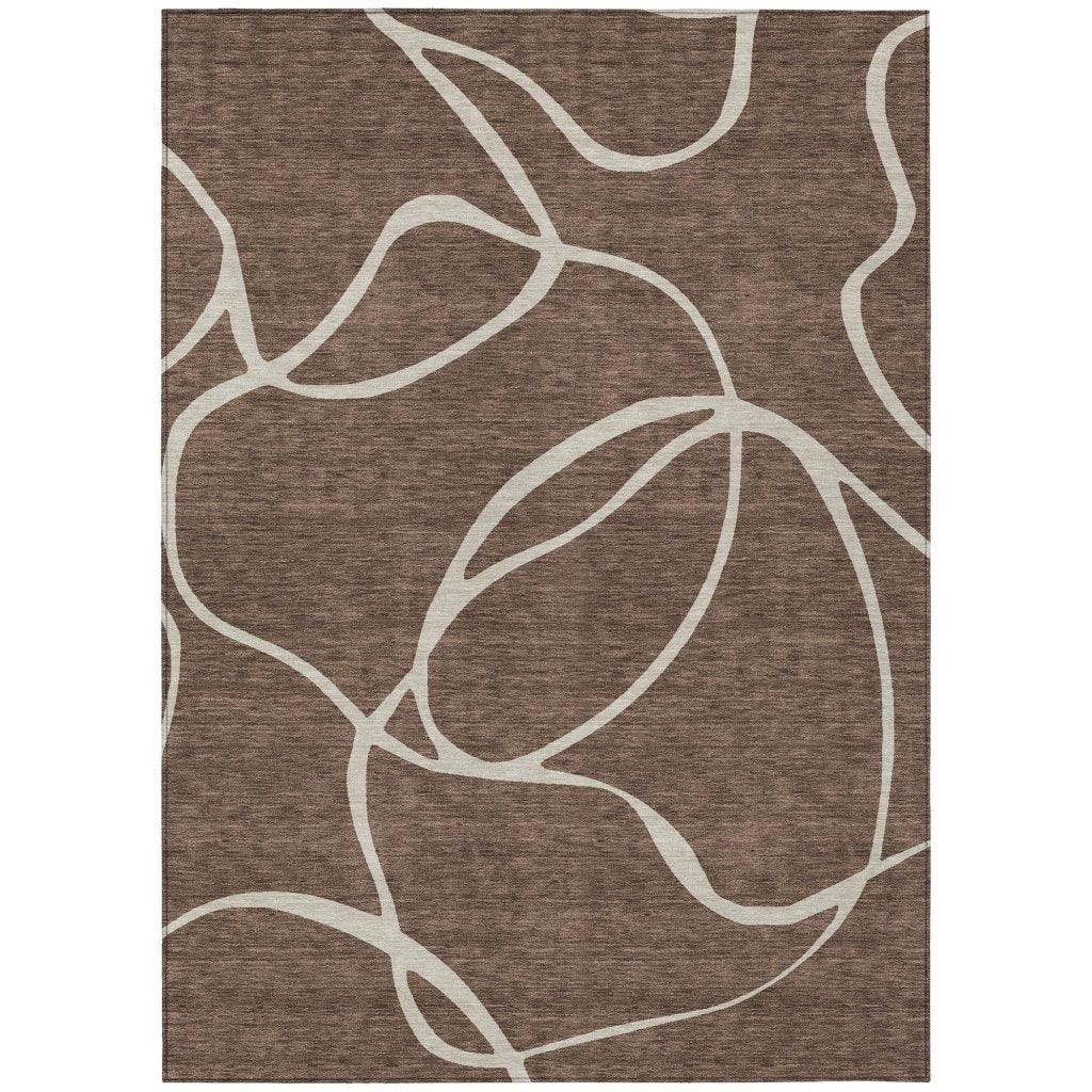 LOOMLAN Rugs Mirelle Brown Washable Indoor-Outdoor Rug
