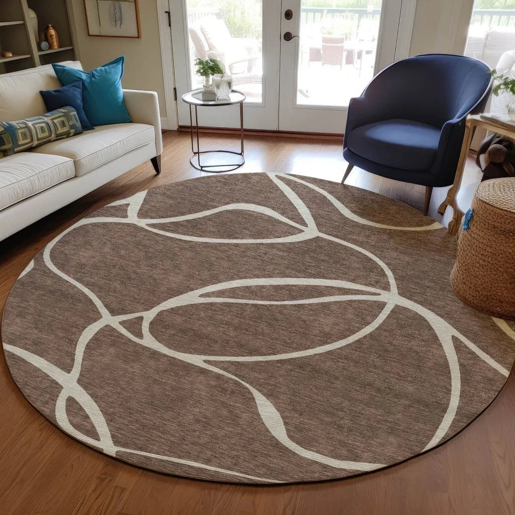 LOOMLAN Rugs Mirelle Brown Washable Indoor-Outdoor Rug