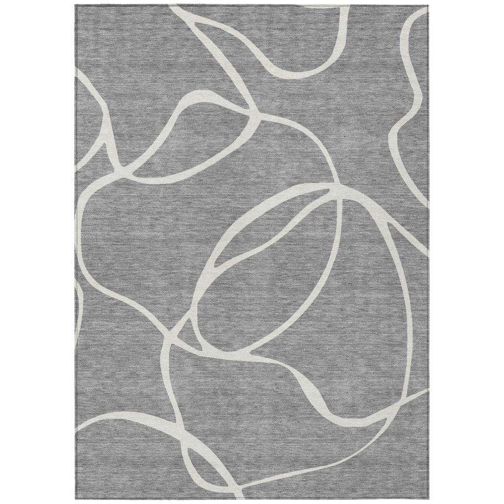 LOOMLAN Rugs Mirelle Gray Washable Indoor-Outdoor Rug