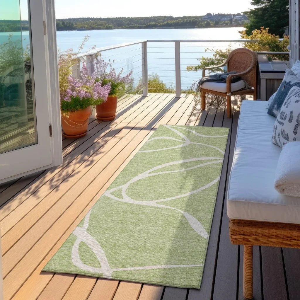 LOOMLAN Rugs Mirelle Green Washable Indoor-Outdoor Rug