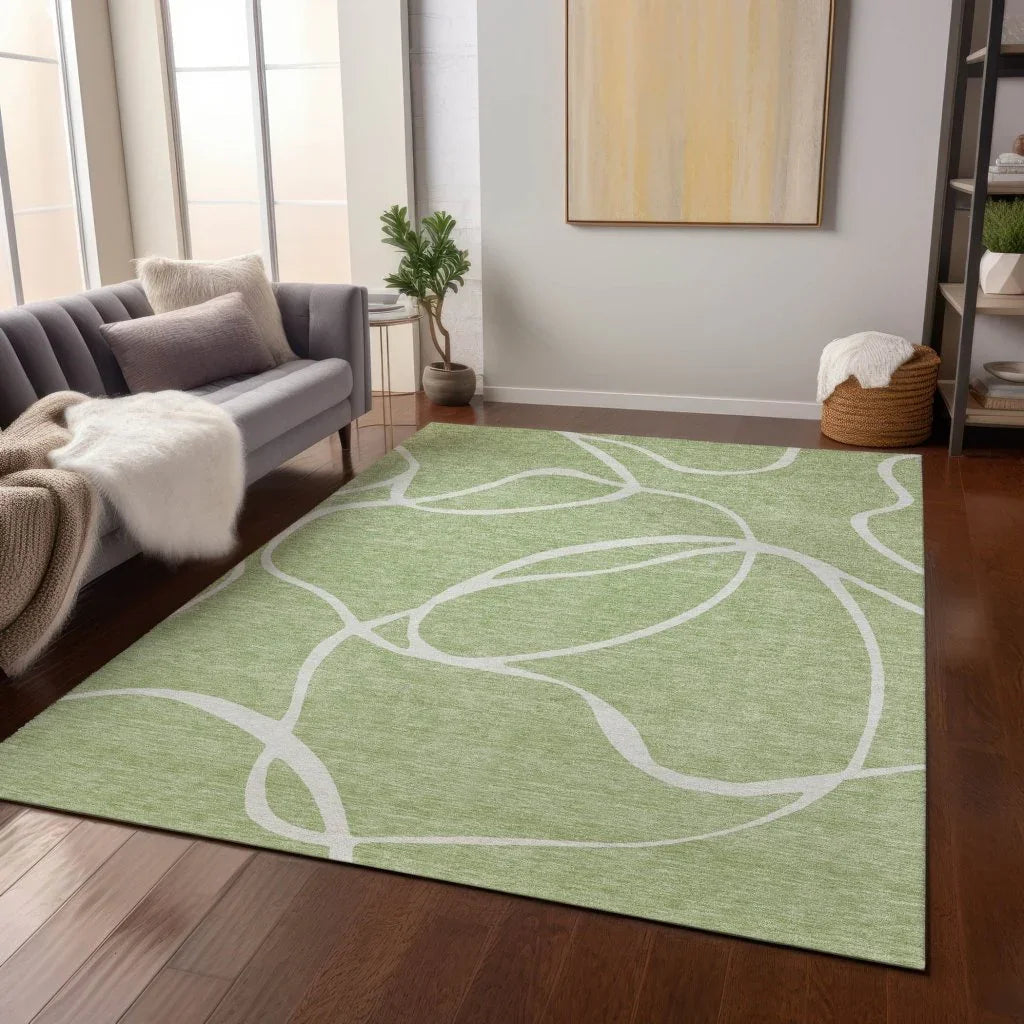 LOOMLAN Rugs Mirelle Green Washable Indoor-Outdoor Rug