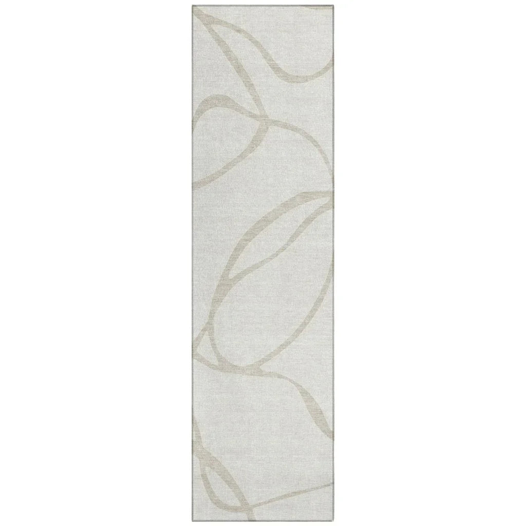 LOOMLAN Rugs Mirelle Ivory Washable Indoor-Outdoor Rug
