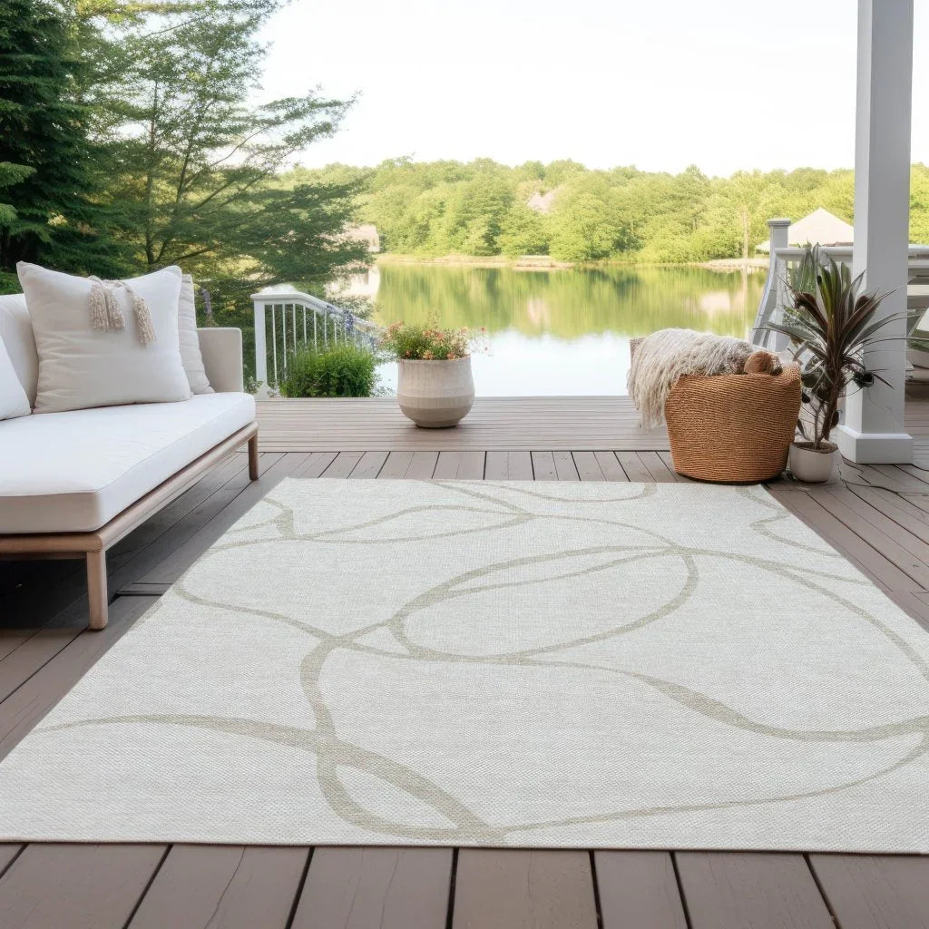 LOOMLAN Rugs Mirelle Ivory Washable Indoor-Outdoor Rug