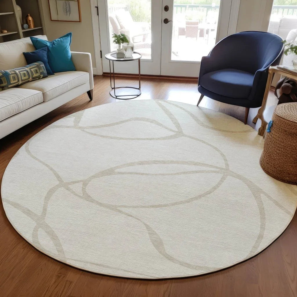 LOOMLAN Rugs Mirelle Ivory Washable Indoor-Outdoor Rug